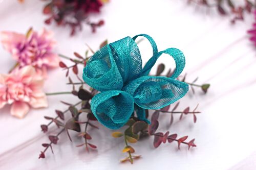 Hair Ornament - Sinamay Fascinator 112- turquoise