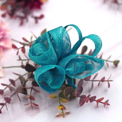 Ornement pour cheveux - Sinamay Fascinator 112- turquoise