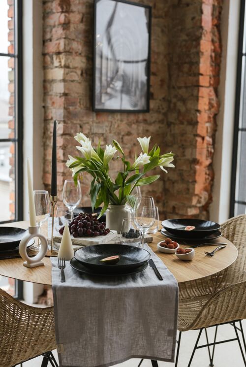 Light Grey linen table runner
