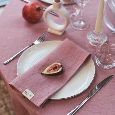 Pink linen napkin set of 2