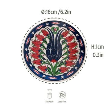 Dessous de plat en céramique fait à la main | Série Tulipe, | Ø 18cm 2