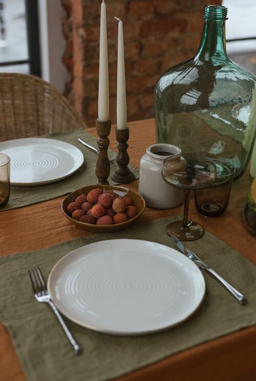 Olive Green linen placemat set of 2