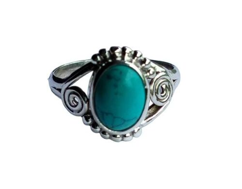 Blue Turquoise December Birthstone 925 Sterling Silver Handmade Vintage Ring