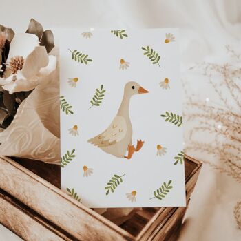 Carte postale oie - carte enfant canard - oie Carte de vœux 3