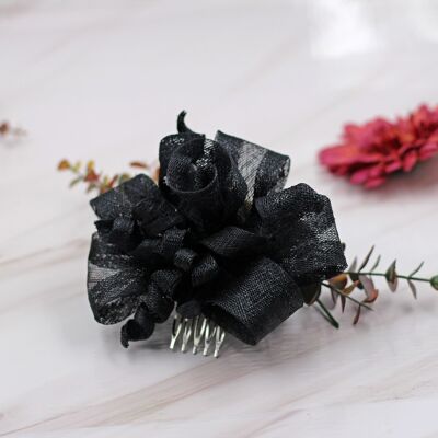 Hair Ornament - Sinamay Fascinator 118- black