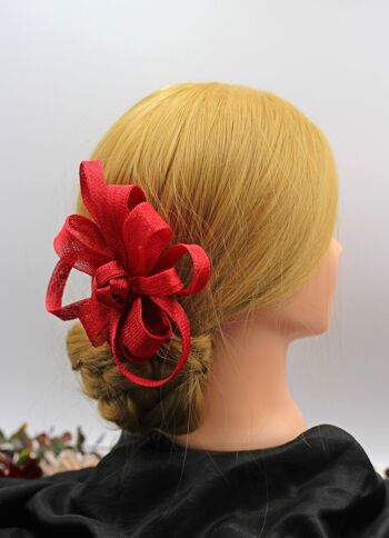 Ornement pour cheveux - Sinamay Fascinator 115 - rouge 4