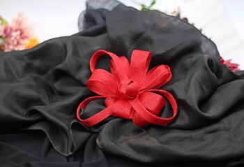 Ornement pour cheveux - Sinamay Fascinator 115 - rouge 6