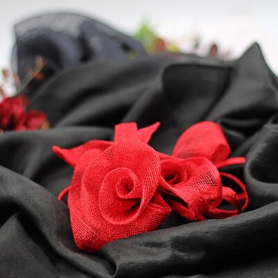 Ornamento per capelli - Sinamay Fascinator 111 - rosso