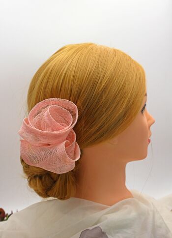 Ornement pour cheveux - Sinamay Fascinator 113- rose 4