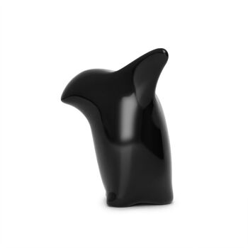 Figurine décorative en porcelaine | Pingouin curieux noir nuit 3