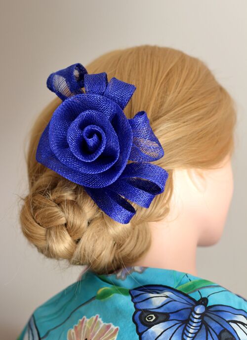 Hair Ornament - Sinamay Fascinator 124- Royal blue