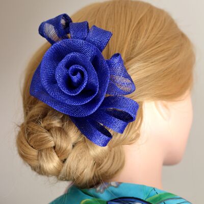 Ornement pour cheveux - Sinamay Fascinator 124 - Bleu roi