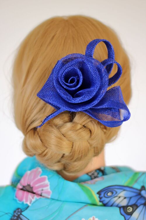Hair Ornament - Sinamay Fascinator 121- Royal blue