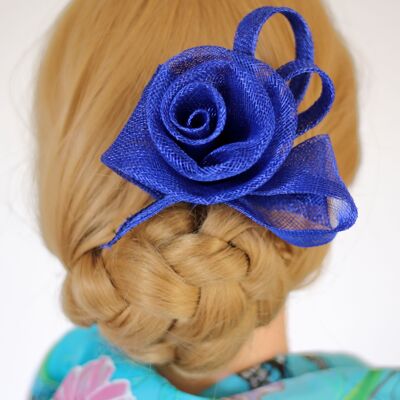 Hair Ornament - Sinamay Fascinator 121- Royal blue