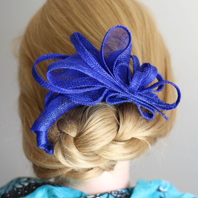 Ornement pour cheveux - Sinamay Fascinator 122 - Bleu roi