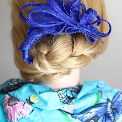 Ornamento per capelli - Sinamay Fascinator 122- Blu reale