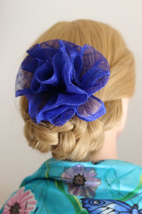 Hair Ornament - Sinamay Fascinator 123- Royal blue