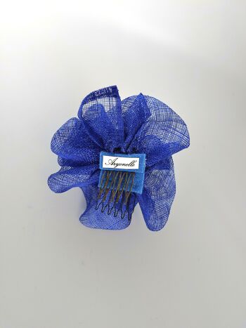 Ornement pour cheveux - Sinamay Fascinator 123 - Bleu roi 5