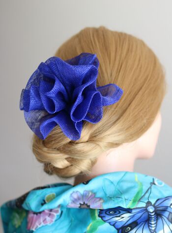 Ornement pour cheveux - Sinamay Fascinator 123 - Bleu roi 6