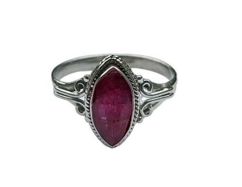 Ruby Corundum Charming Marquise 925 Sterling Silver Handmade Ring