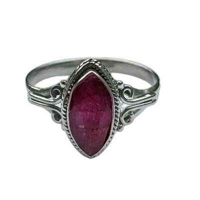 Bague faite à la main en argent sterling 925 avec une charmante marquise de rubis et de corindon