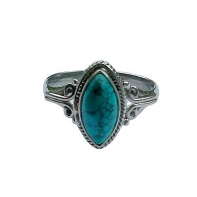 Hermoso anillo vintage hecho a mano de plata de ley 925 azul turquesa