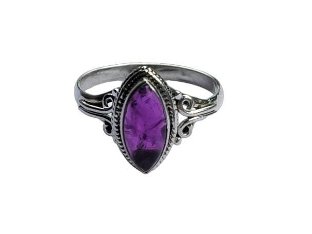 Vintage natürlicher lila Amethyst 925 Sterling Silber handgefertigter Ring