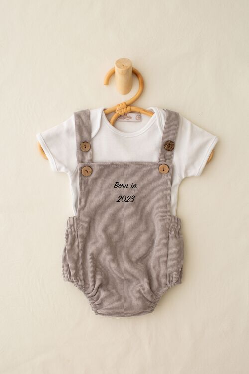 Born in 2023/2024  Pregnancy Baby Announcement Baby Grow Vest | Grey
