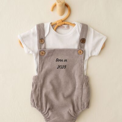 Nato nel 2023/2024 Gravidanza Baby Announcement Baby Grow Vest | Grigio
