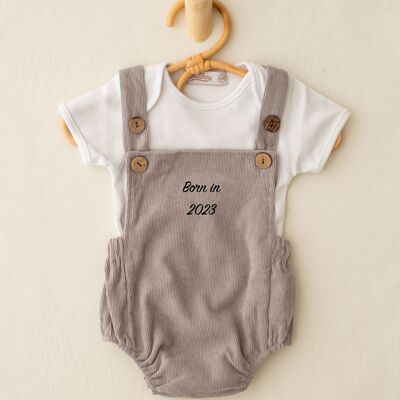 Nato nel 2023/2024 Gravidanza Baby Announcement Baby Grow Vest | Grigio