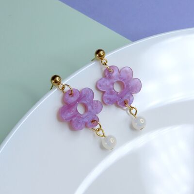 Boucles d'Oreilles Fleur Ciel Nocturne