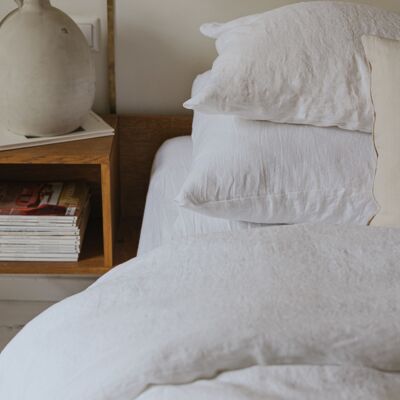 Federa per cuscino in lino lavato bianco
