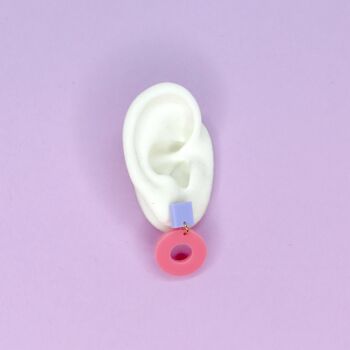 Boucles d'oreilles à tige carrée en lilas et rose 2