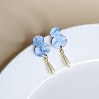 Light Blue Pearl Stud Earrings