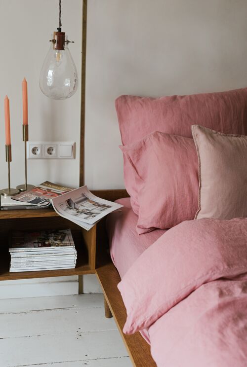 Pink Washed Linen Pillow Case