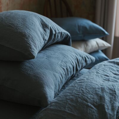 Dark Grey Washed Linen Pillow Case