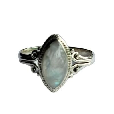 Pietra di luna arcobaleno appariscente naturale Bellissimo anello fatto a mano in argento sterling 925