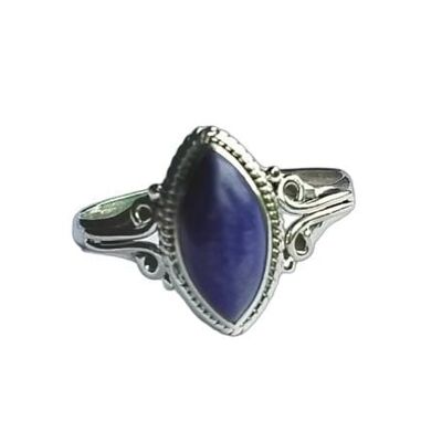 Hermoso anillo hecho a mano de plata de ley 925 con piedras preciosas de lapislázuli natural