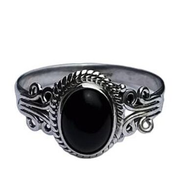 Bellissimo anello fatto a mano in argento sterling 925 con onice nero naturale di design