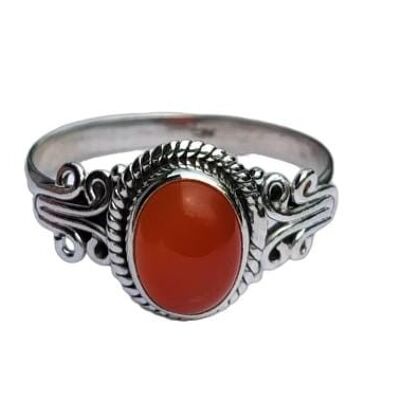 925 Sterling Silver Handmade Ring With Genuine Carnelian Gemstone