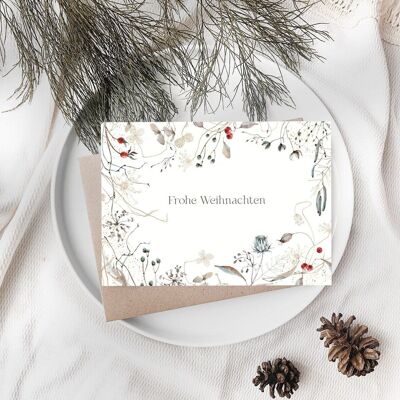 Christmas card "Winter Flowers" A6 Christmas greetings card for Christmas