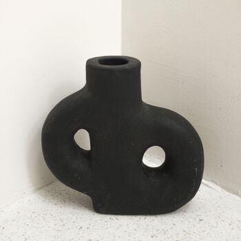 Vase Noir Petit vase décoratif coulé à la main en argile pour fleurs séchées ou fleurs coupées LEMBAH 5