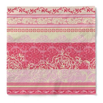 Serviette Thea en vieux rose en tissu 33 x 33 cm, 3 plis, 100 pièces 1