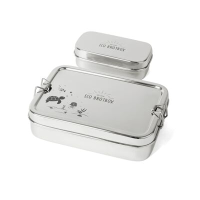 Bread box XL with snack box Turtle Edition - stainless steel lunch box