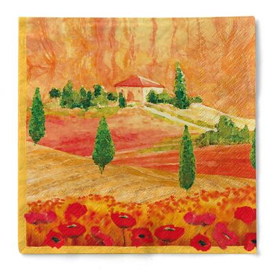 Napkin Lombardia in terracotta made of tissue 33 x 33 cm, 3-ply, 100 pieces