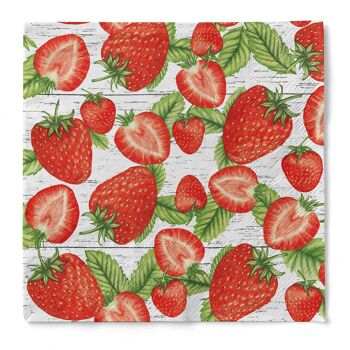 Serviette en tissu fraises 33 x 33 cm, 3 plis, 100 pièces 1
