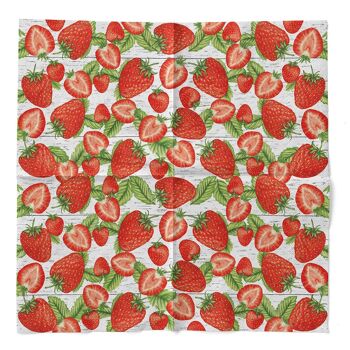 Serviette en tissu fraises 33 x 33 cm, 3 plis, 100 pièces 2