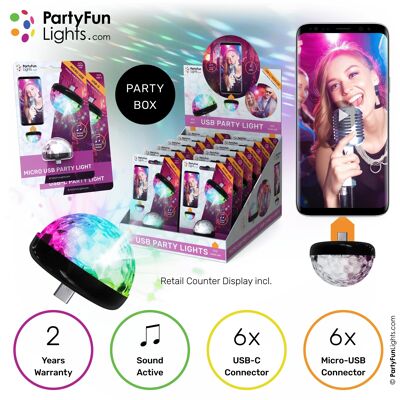 PartyFunLights – Party-USB-Partylichter – Micro-USB – USB-C – Telefonlicht