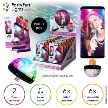 PartyFunLights - Lumières de fête USB Party - Micro-USB - USB-C - Lampe de téléphone 6