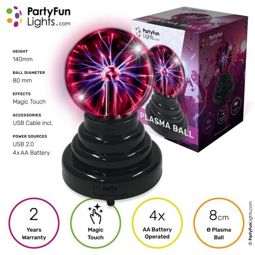 Mini Plasma Ball 3.5" (9cm) - USB - Battery - PartyFunLights